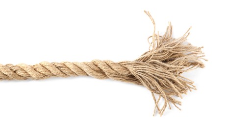 Photo of Hemp rope isolated on white, top view