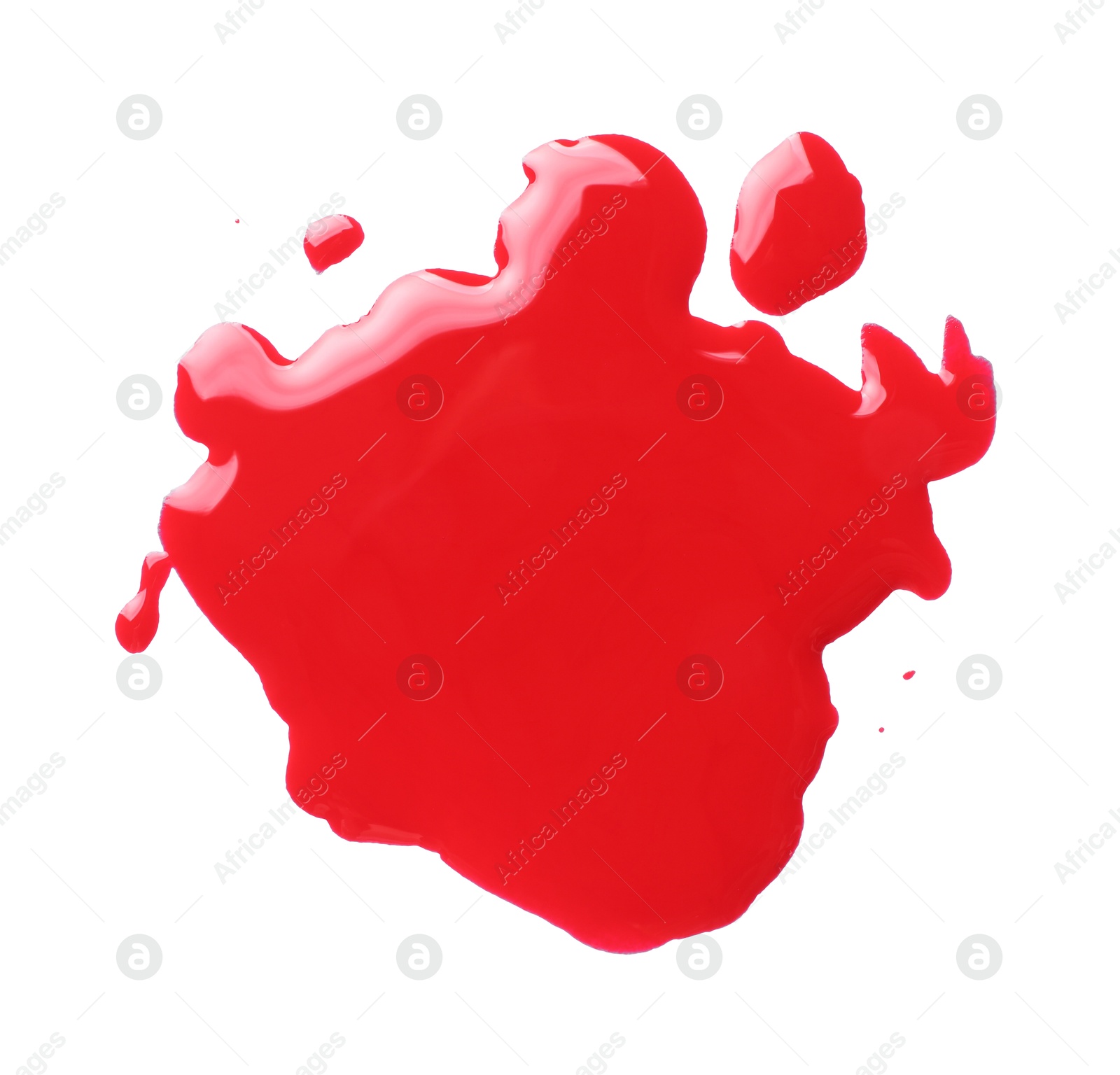 Photo of Blot of red printer ink isolated on white, top view