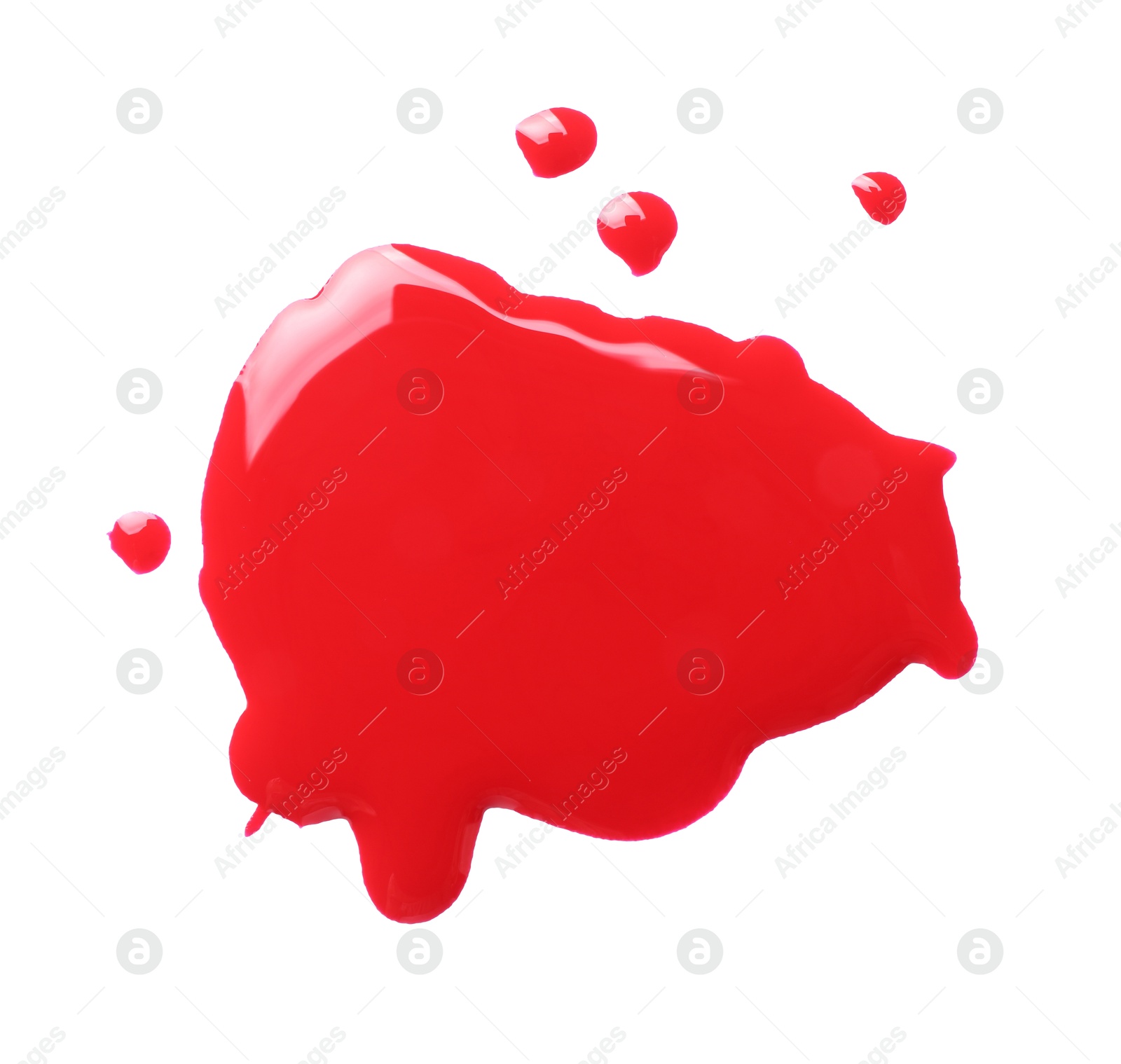 Photo of Blot of red printer ink isolated on white, top view