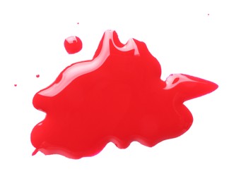 Photo of Blot of red printer ink isolated on white, top view