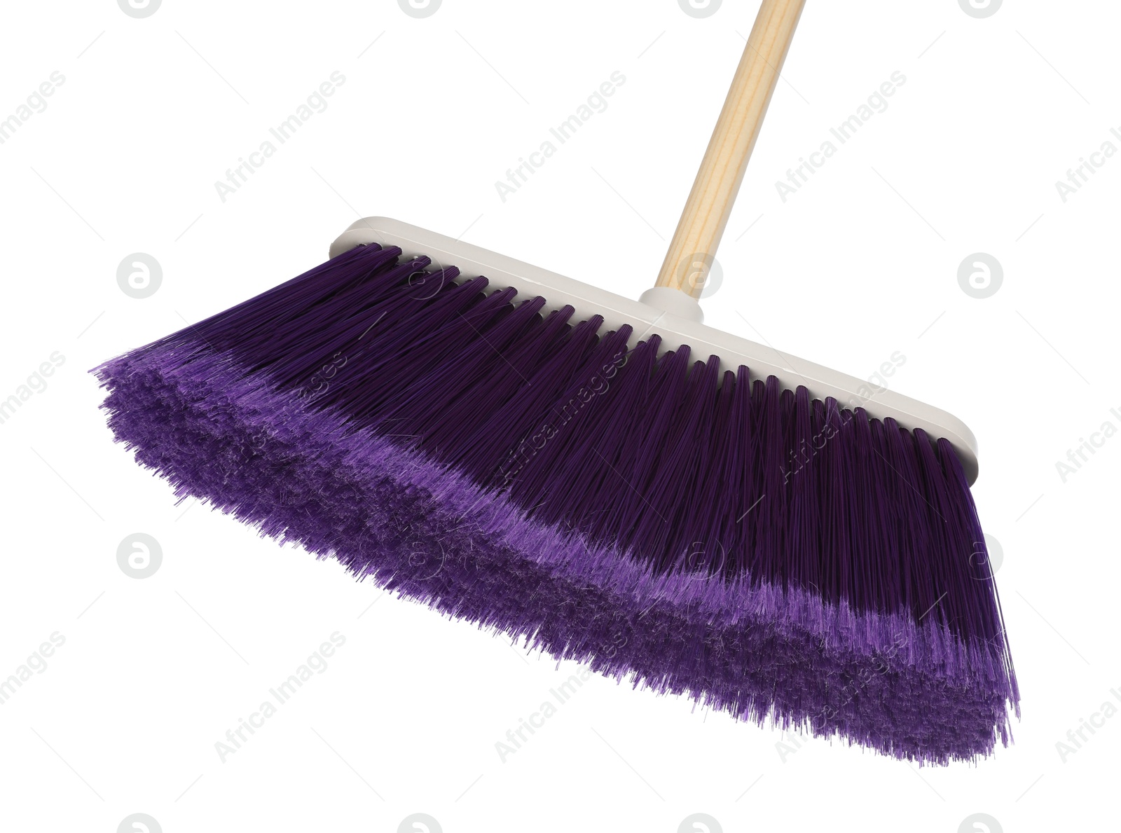 Photo of One broom isolated on white. Cleaning tool