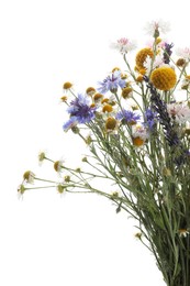 Photo of Bouquet of beautiful wildflowers isolated on white