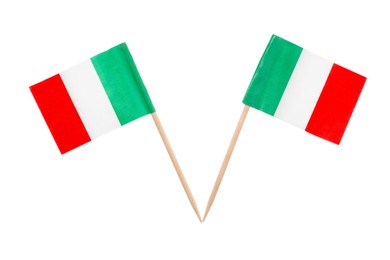 Photo of Small paper flags of Italy isolated on white