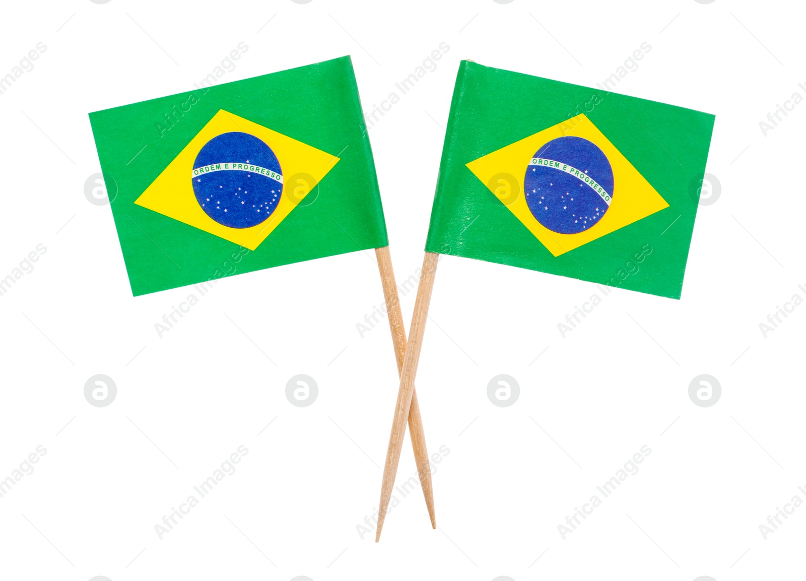 Photo of Small paper flags of Brazil isolated on white