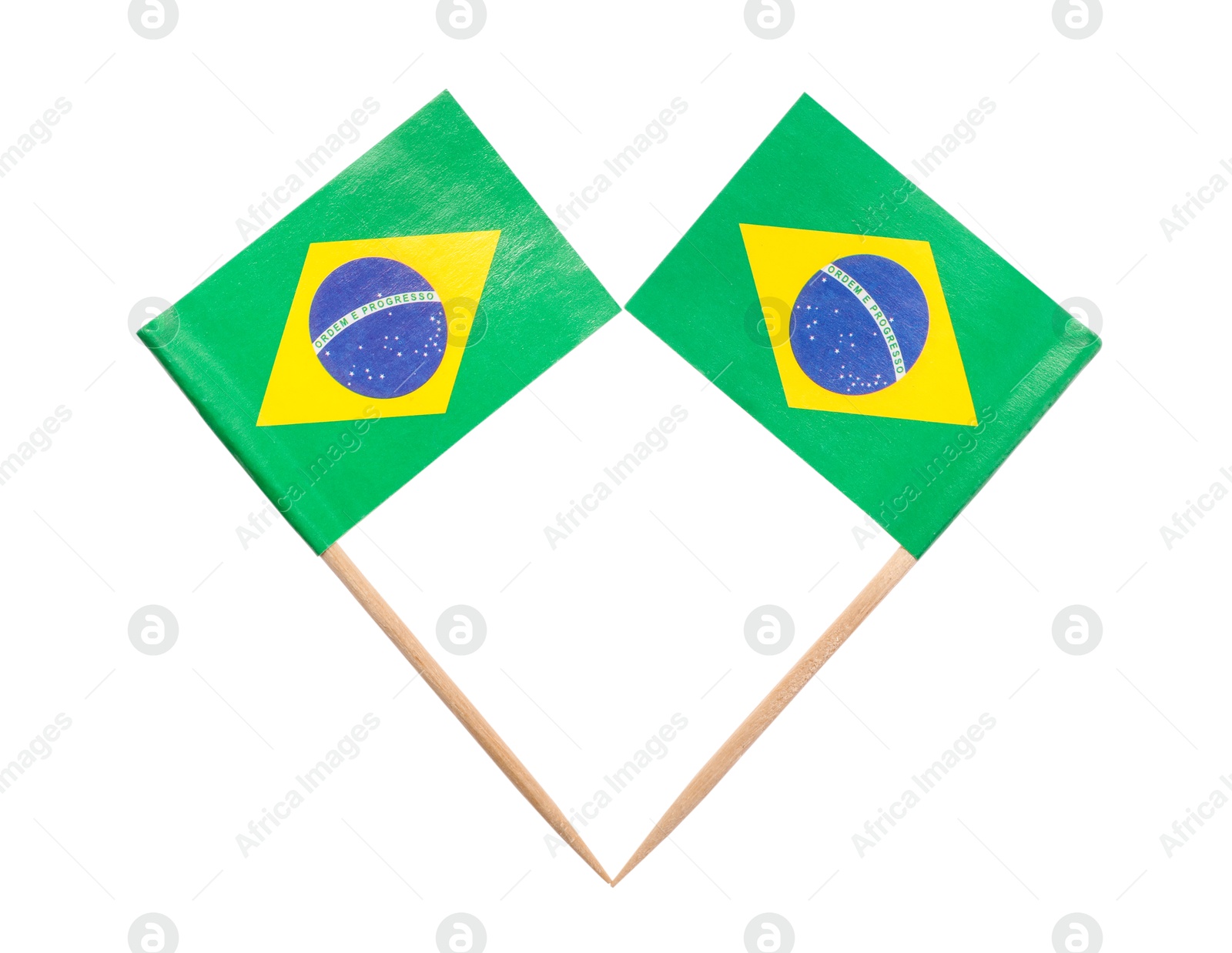 Photo of Small paper flags of Brazil isolated on white