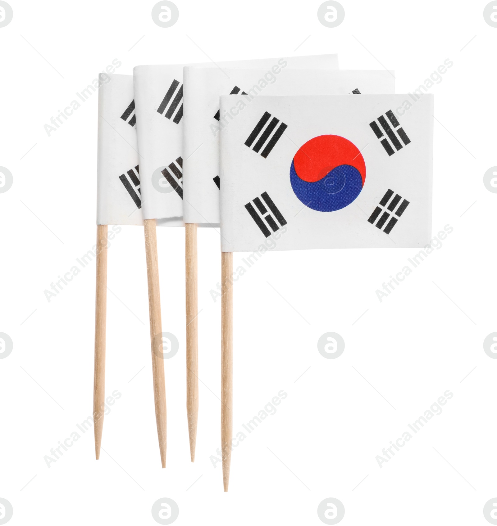 Photo of Small paper flags of South Korea isolated on white