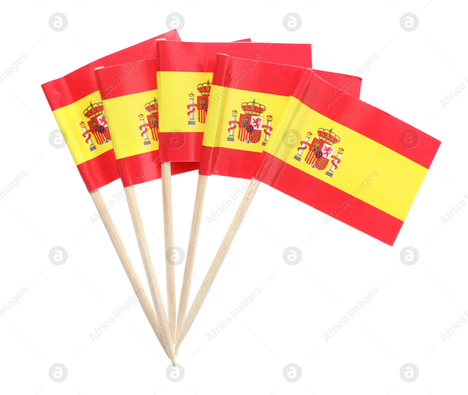 Photo of Small paper flags of Spain isolated on white