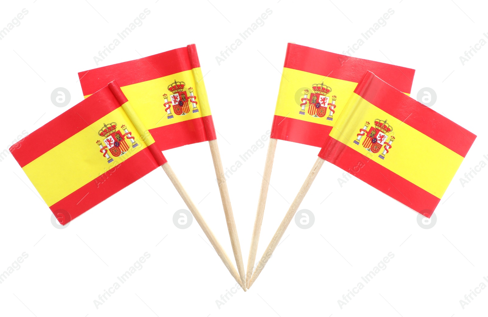 Photo of Small paper flags of Spain isolated on white