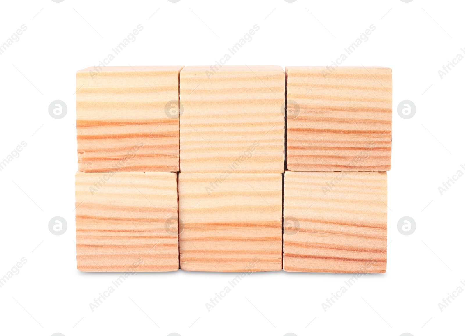 Photo of Many blank wooden cubes isolated on white