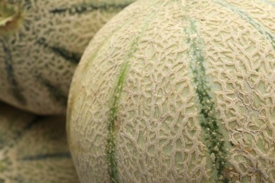 Many ripe Cantaloupe melons as background, closeup