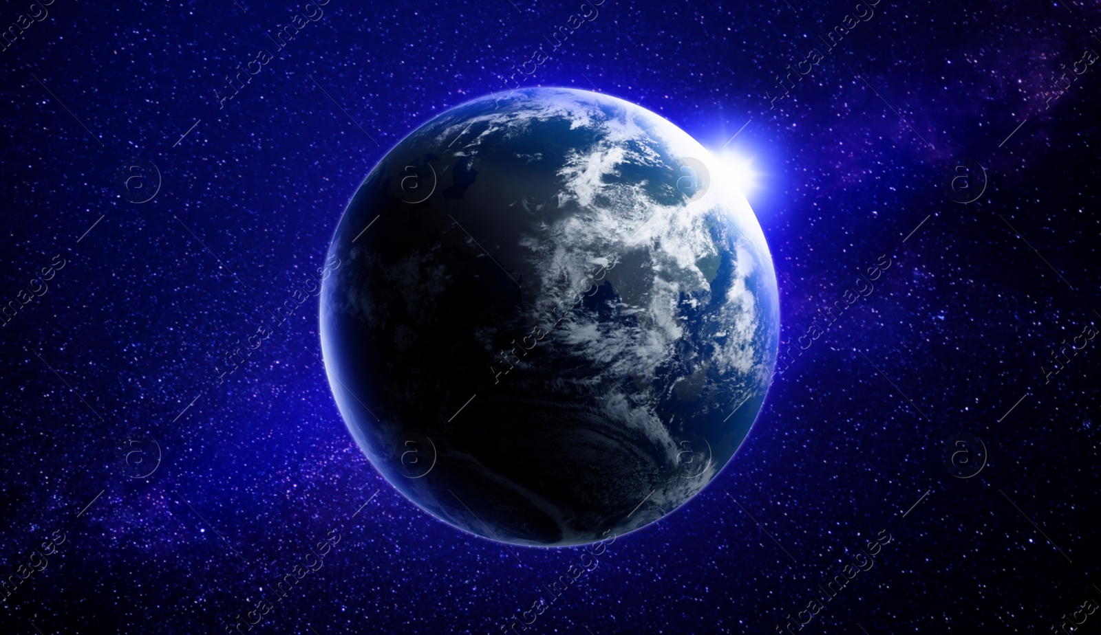 Image of Planet Earth in space, banner design. Image elements furnished by NASA