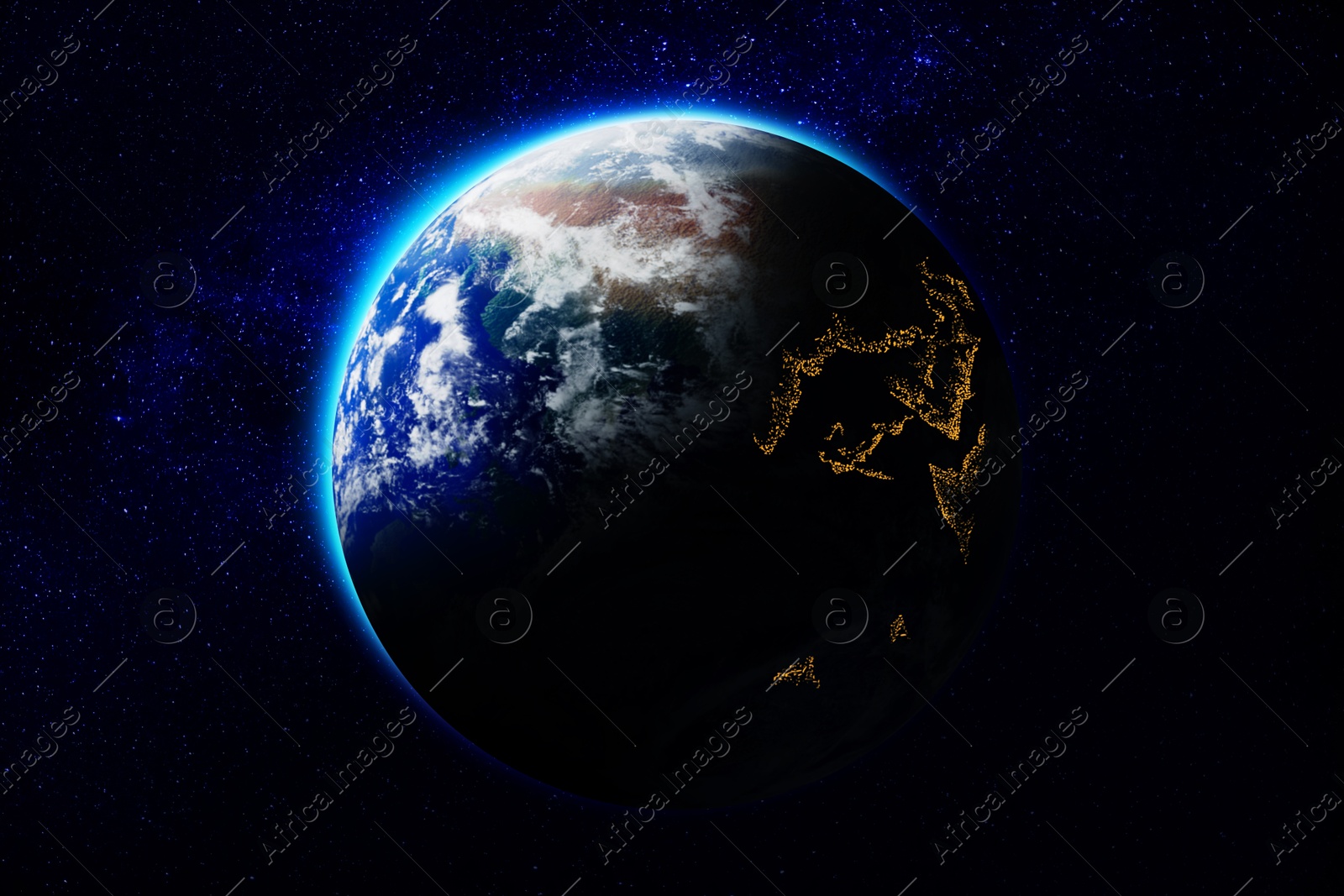 Image of Day and night on planet Earth in space. Image elements furnished by NASA