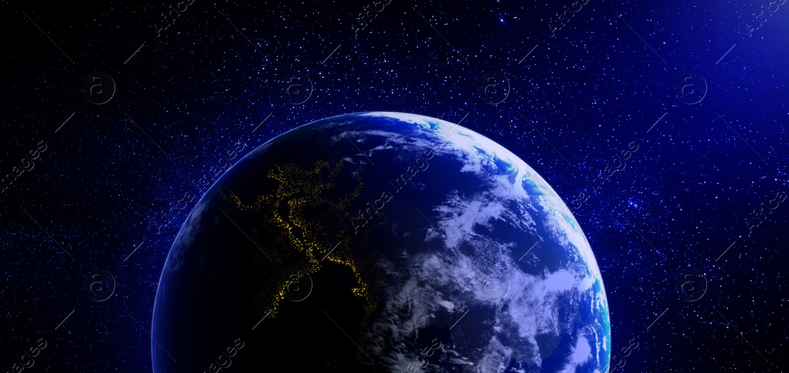 Image of Planet Earth in space, banner design. Image elements furnished by NASA