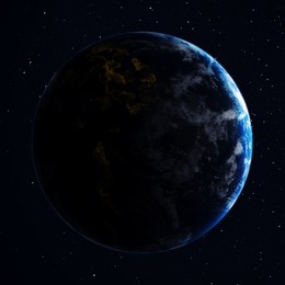 Image of Day and night on planet Earth in space. Image elements furnished by NASA