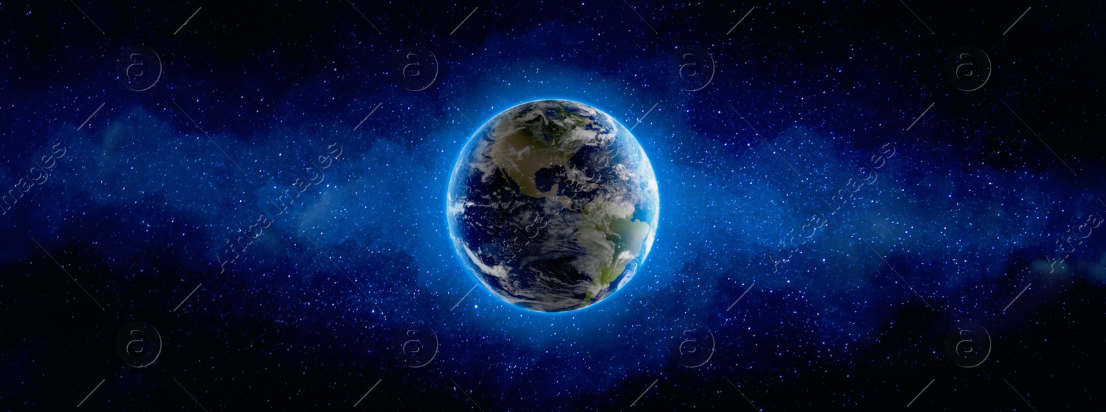 Image of Planet Earth in space, banner design. Image elements furnished by NASA