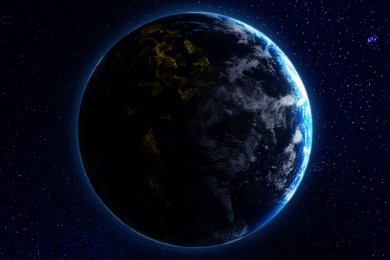 Image of Day and night on planet Earth in space. Image elements furnished by NASA