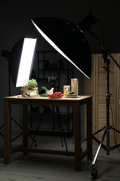 Photo of Shooting food in photo studio with professional lighting equipment