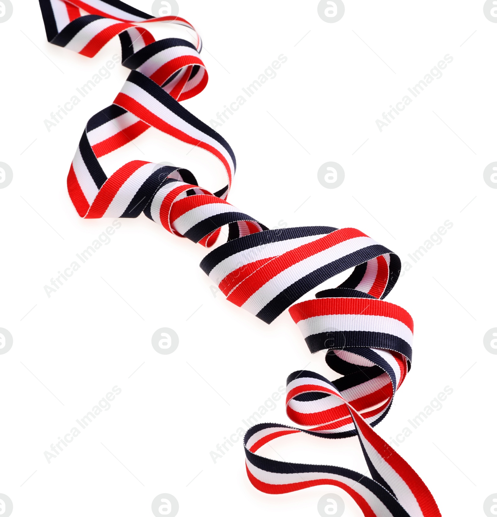 Photo of Ribbon in colors of Yemeni flag isolated on white