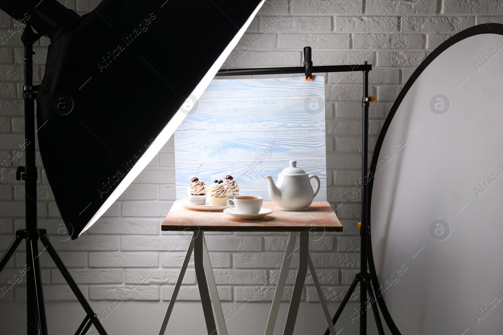 Photo of Shooting food in photo studio with professional lighting equipment