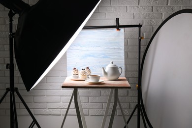 Photo of Shooting food in photo studio with professional lighting equipment