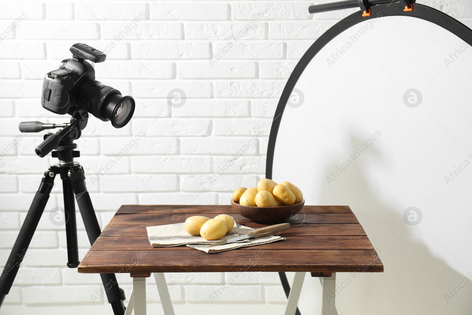 Photo of Shooting food in photo studio with professional equipment