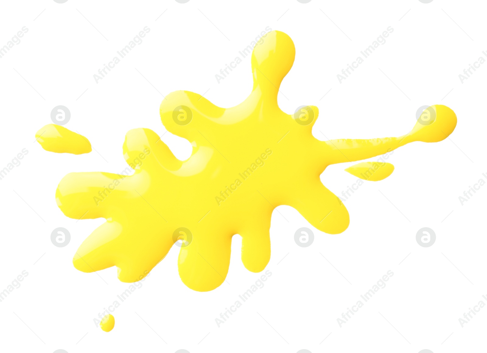 Photo of Blot of yellow printer ink isolated on white, top view