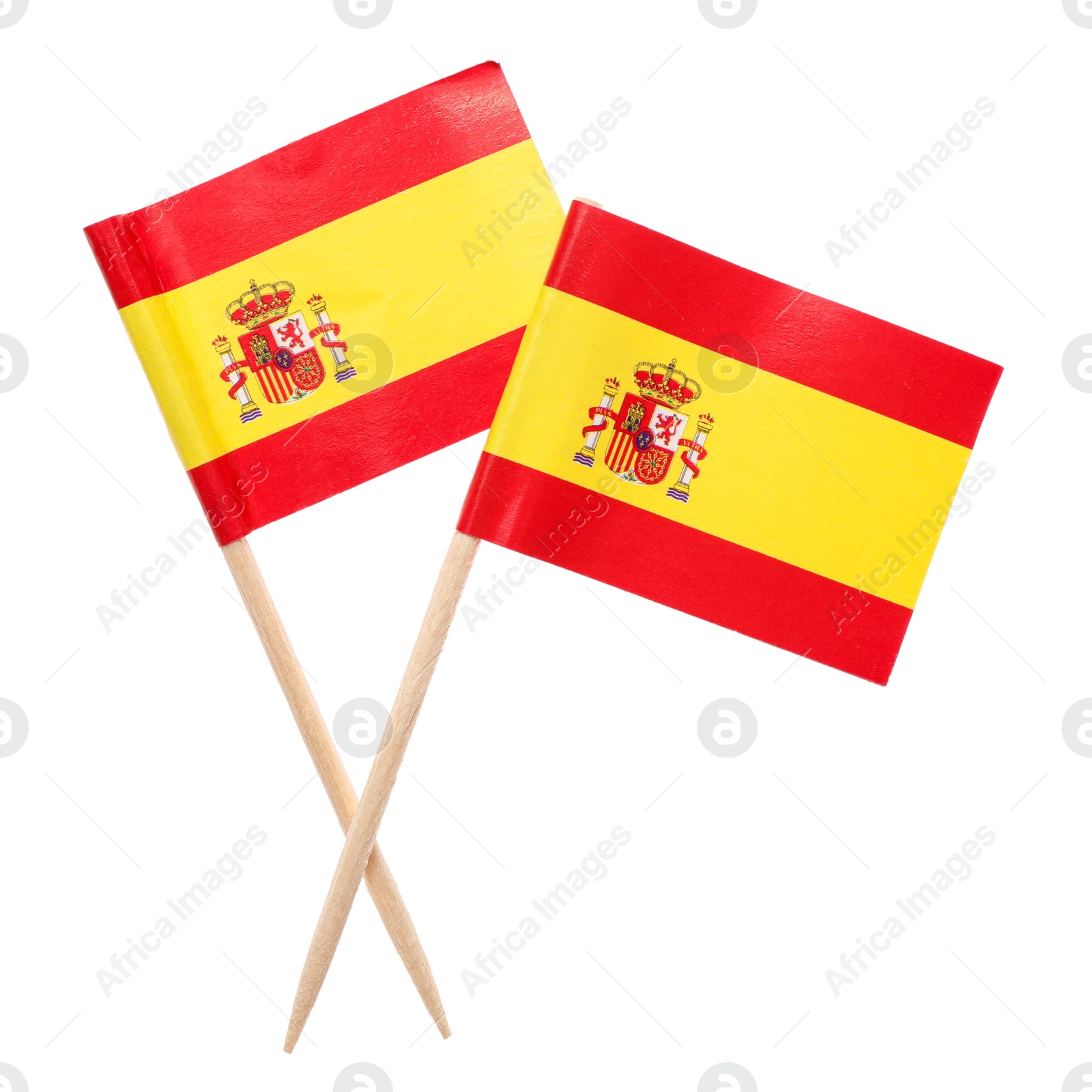 Photo of Small paper flags of Spain isolated on white