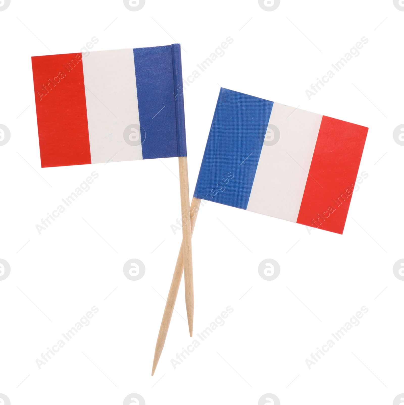 Photo of Small paper flags of France isolated on white