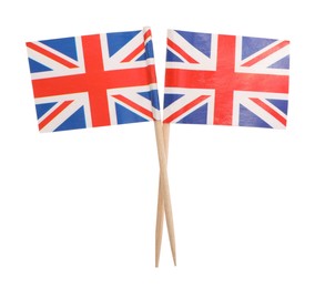 Photo of Small paper flags of United Kingdom isolated on white