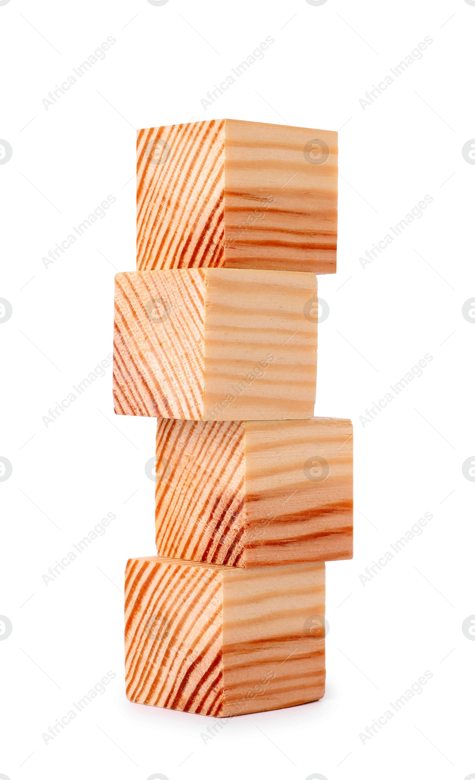 Photo of Stack of blank wooden cubes isolated on white