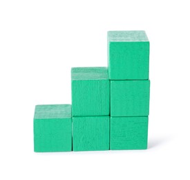 Many green wooden cubes isolated on white