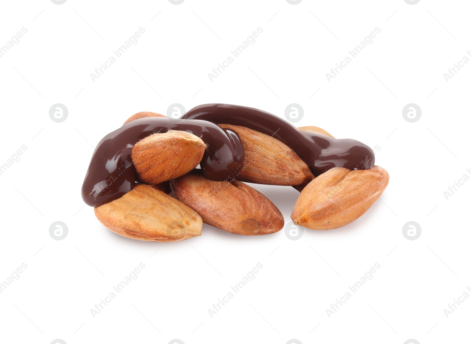 Photo of Peanuts with melted chocolate isolated on white