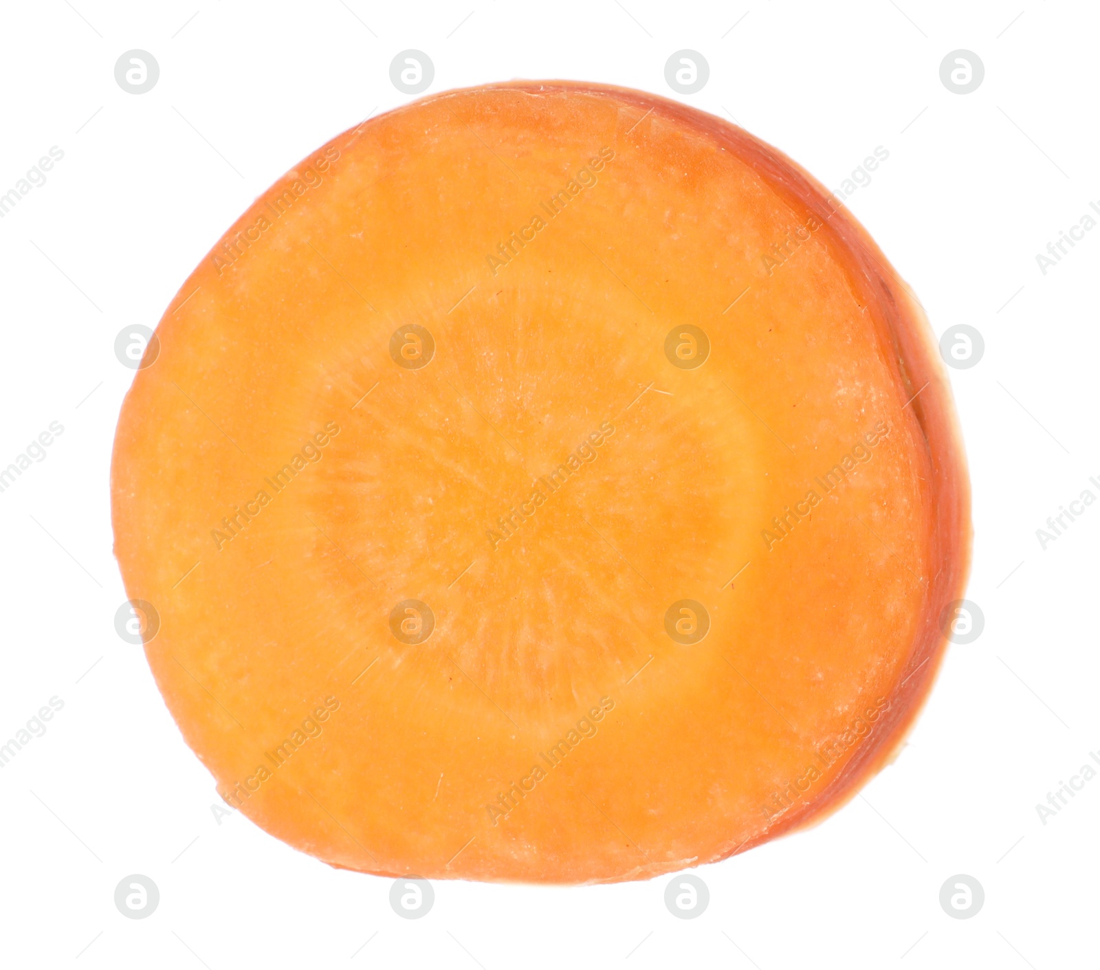 Photo of Slice of fresh ripe carrot isolated on white