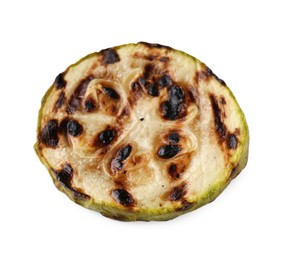 Photo of One tasty grilled zucchini slice isolated on white