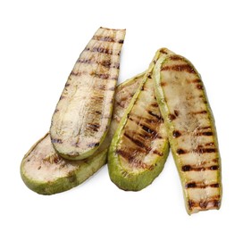 Photo of Tasty grilled zucchini slices isolated on white