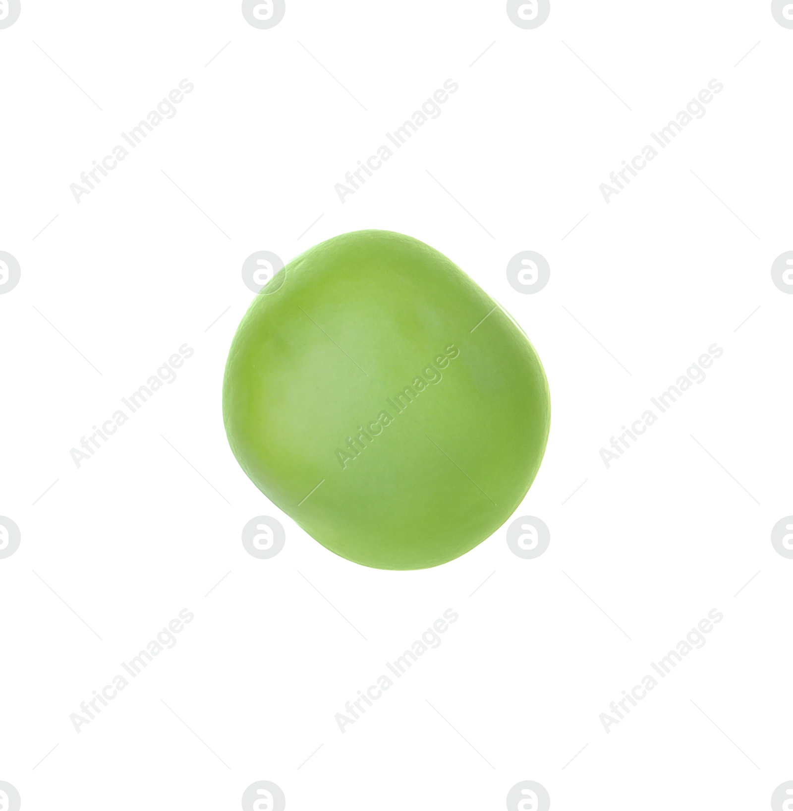 Photo of One fresh green pea isolated on white