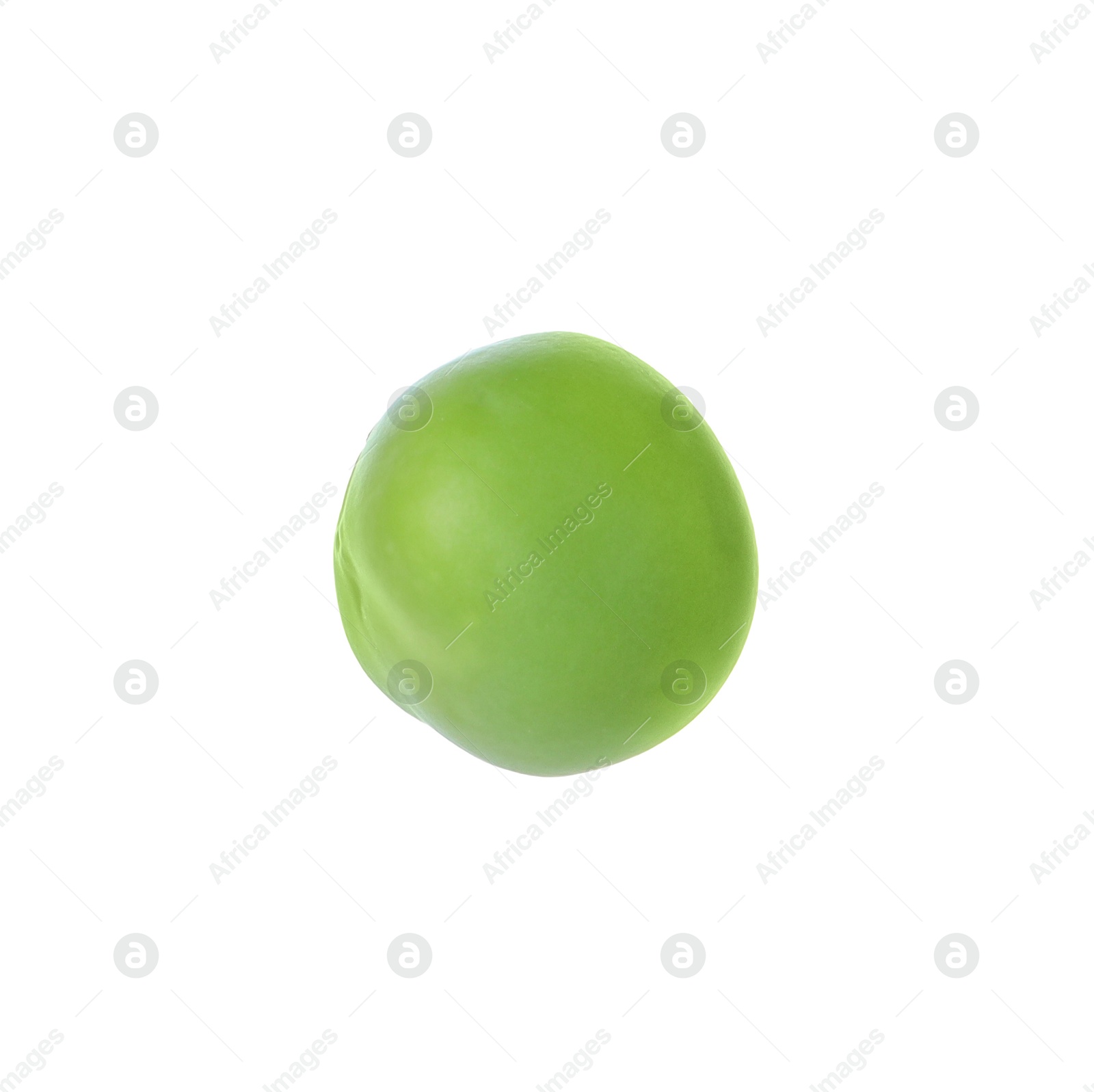 Photo of One fresh green pea isolated on white