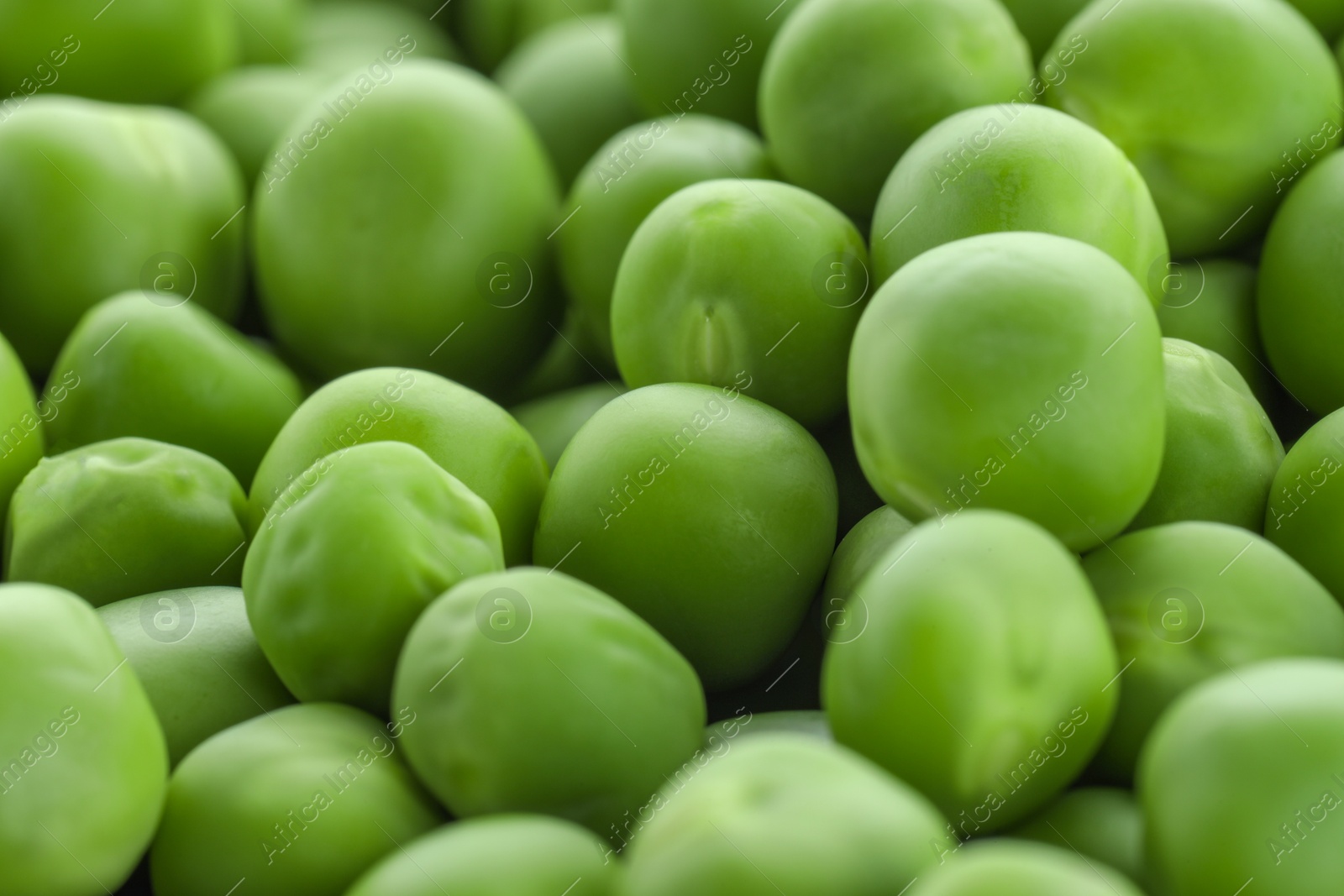 Photo of Fresh raw green peas as background, closeup