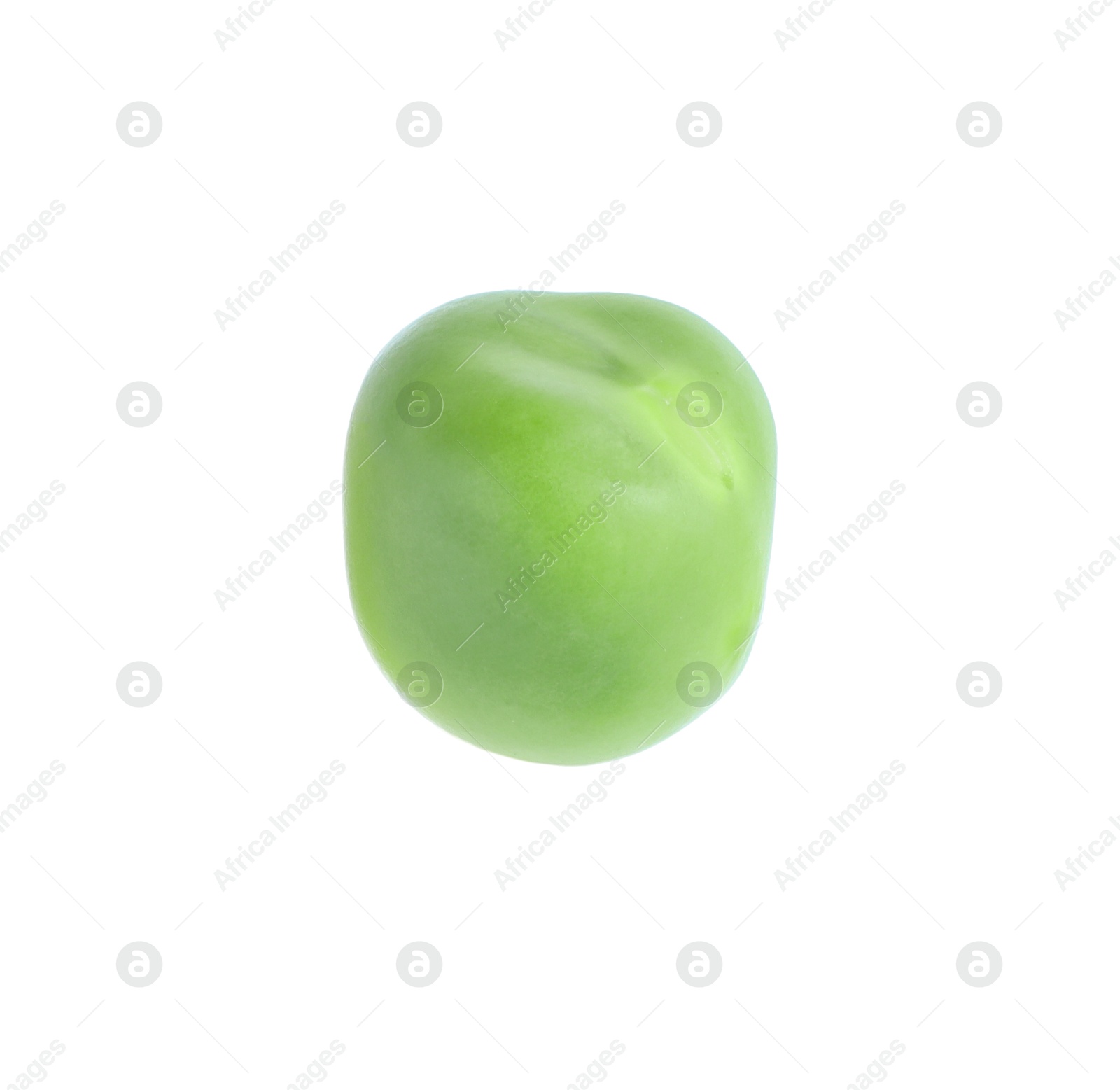 Photo of One fresh green pea isolated on white