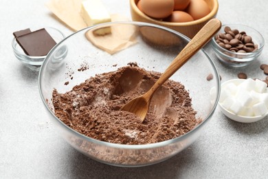 Photo of Ingredients for chocolate dough on light table