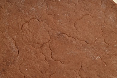 Photo of Chocolate dough as background, top view. Making cookies