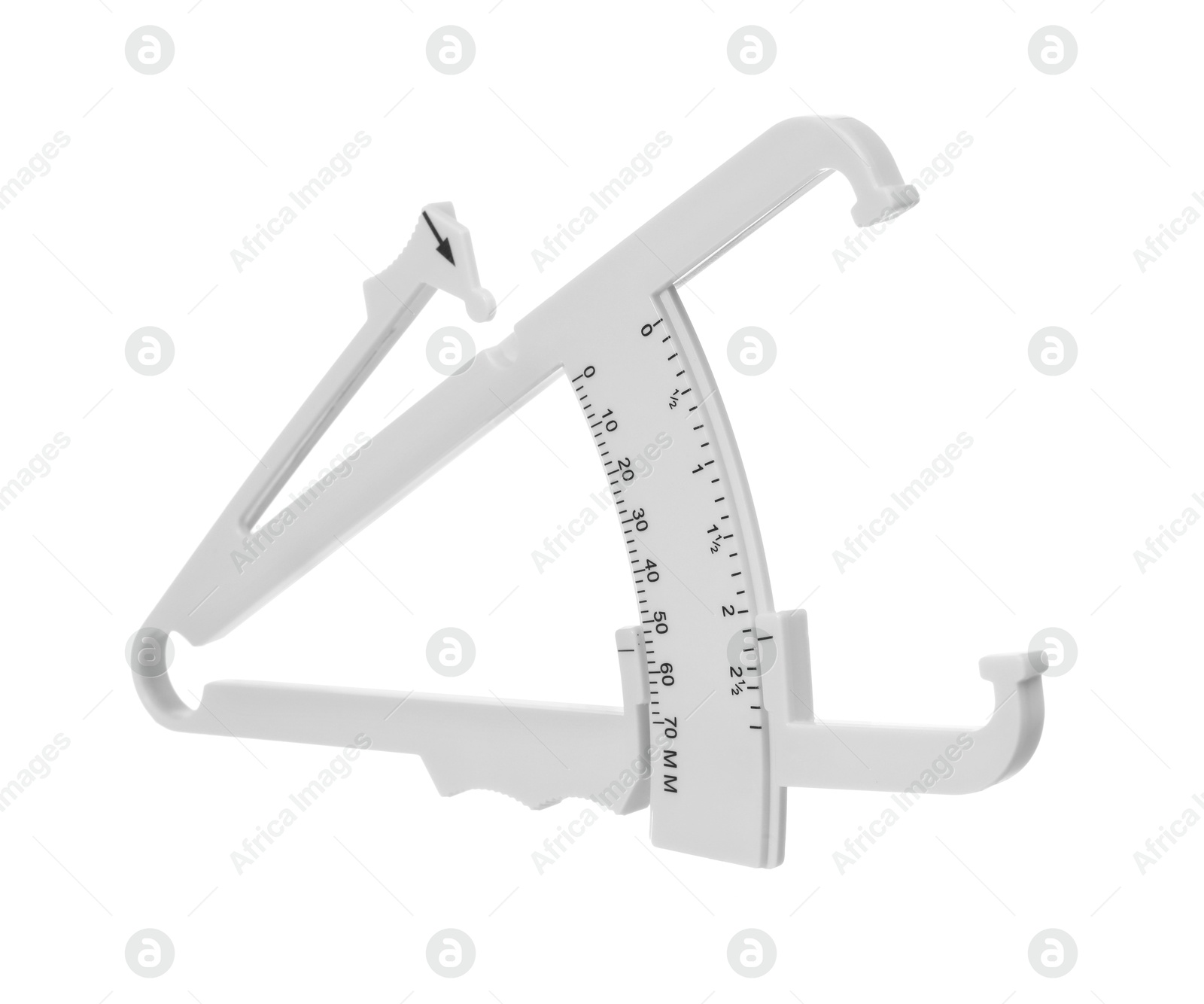 Photo of Plastic body fat caliper isolated on white