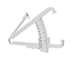 Plastic body fat caliper isolated on white