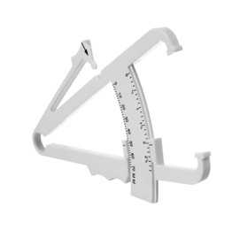 Plastic body fat caliper isolated on white