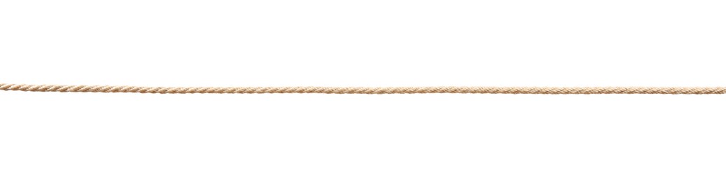 Photo of Hemp rope on white background. Organic material