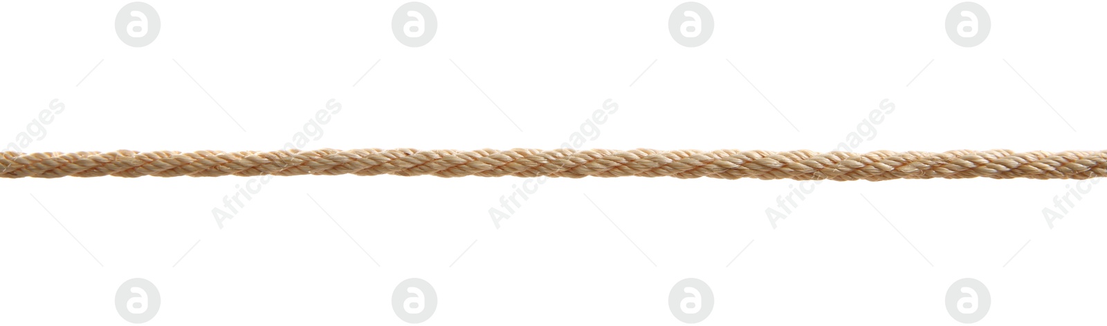 Photo of Hemp rope on white background. Organic material