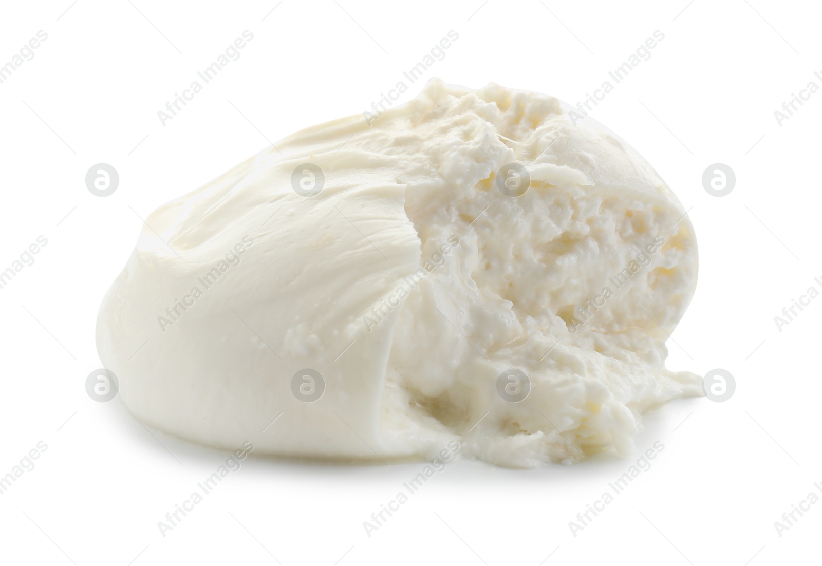 Photo of Fresh delicious burrata cheese isolated on white