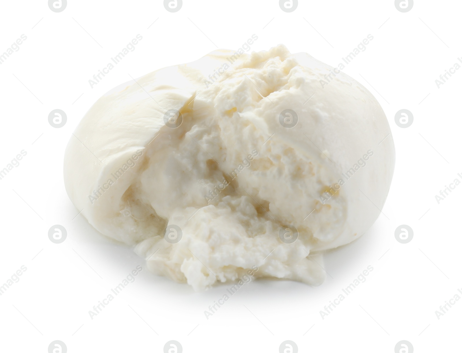 Photo of Fresh delicious burrata cheese isolated on white