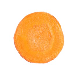 Photo of Slice of fresh ripe carrot isolated on white