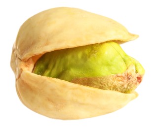 Photo of One tasty pistachio nut isolated on white